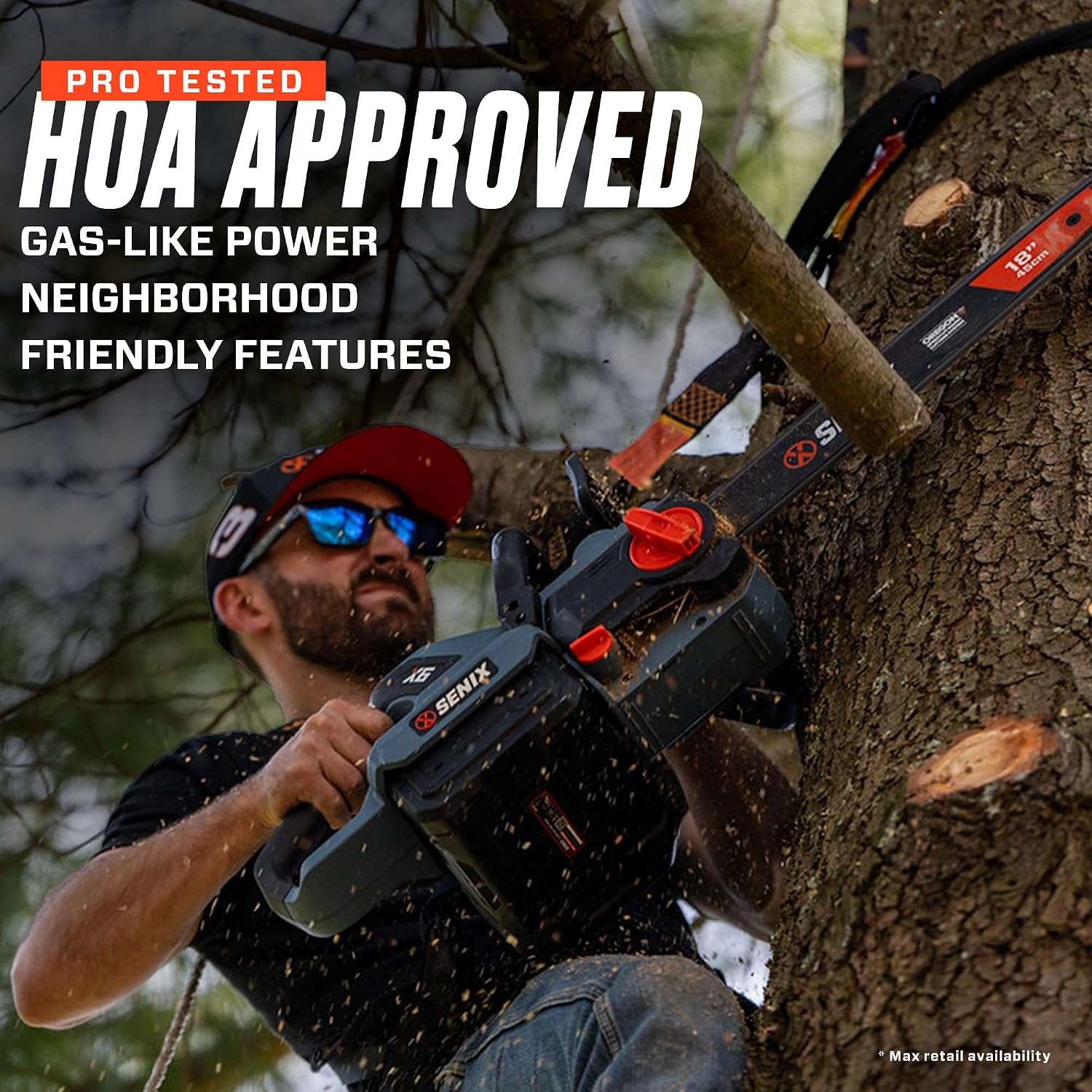 SENIX Chainsaw|60V 18' Battery Chainsaw|Brushless Electric Chainsaws|Cordless Chain Saw with 4Ah Battery & Charger|Garden Tool for Trees, Pruning, Branch Trimming, Best Gifts for Man, CSX6-M1