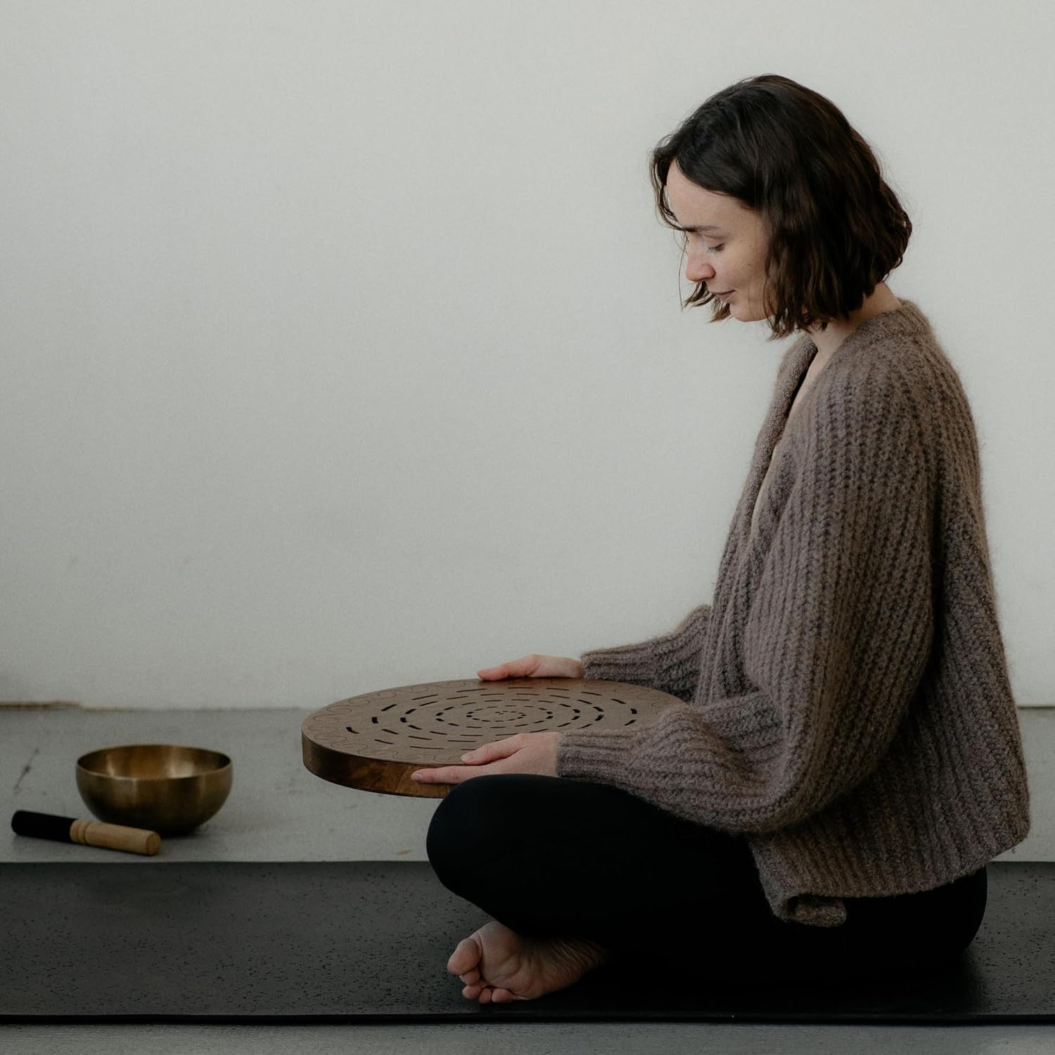 Water-Fall Disc — Wooden Ocean Drum, Swirl, 16' (40 cm) | Long Water Ambience for Sound Bath, Meditation & Yoga | No Bag
