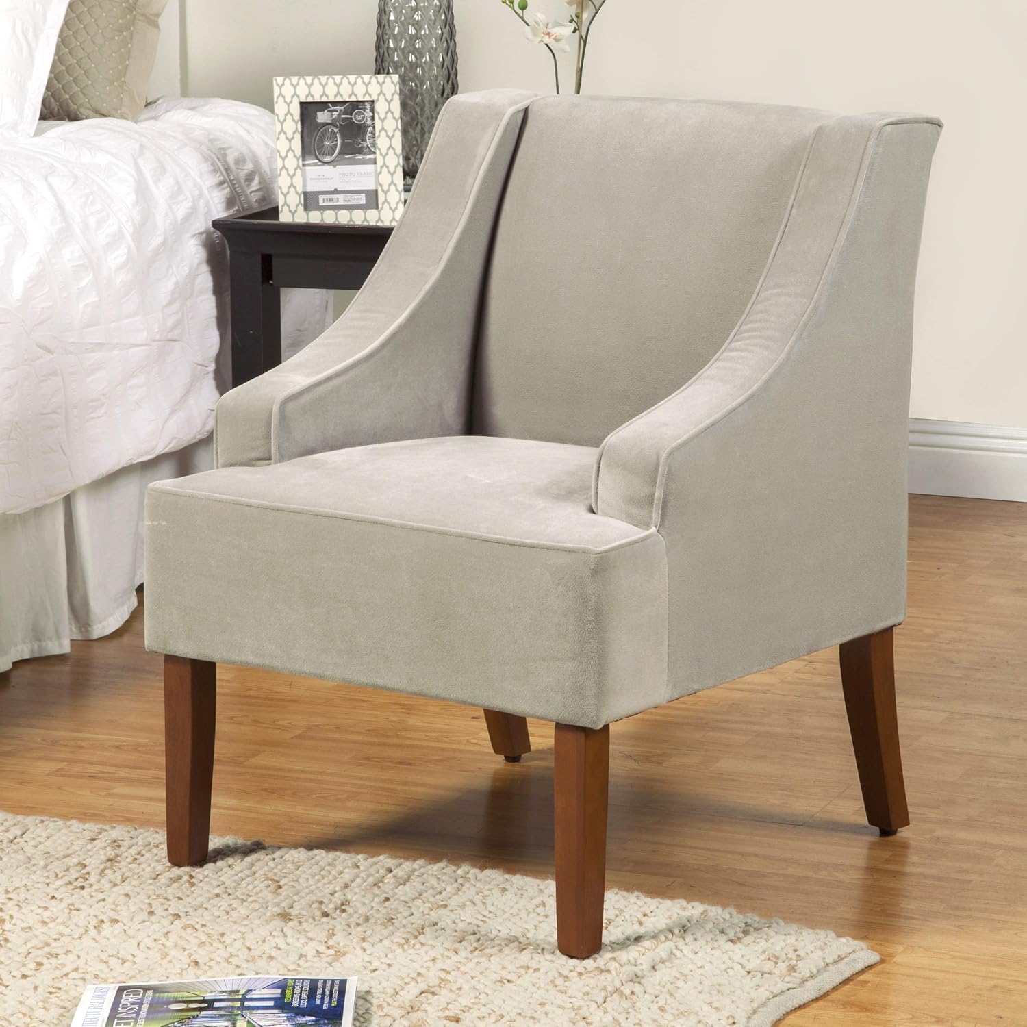 HomePop Classic Swoop Arm Accent Chair - Gray Velvet