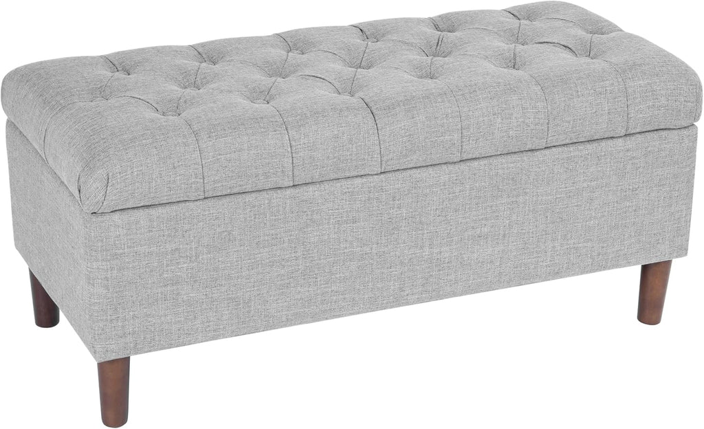HomePop 40' Ainsley Button Tufted Storage Bench - Gray Woven