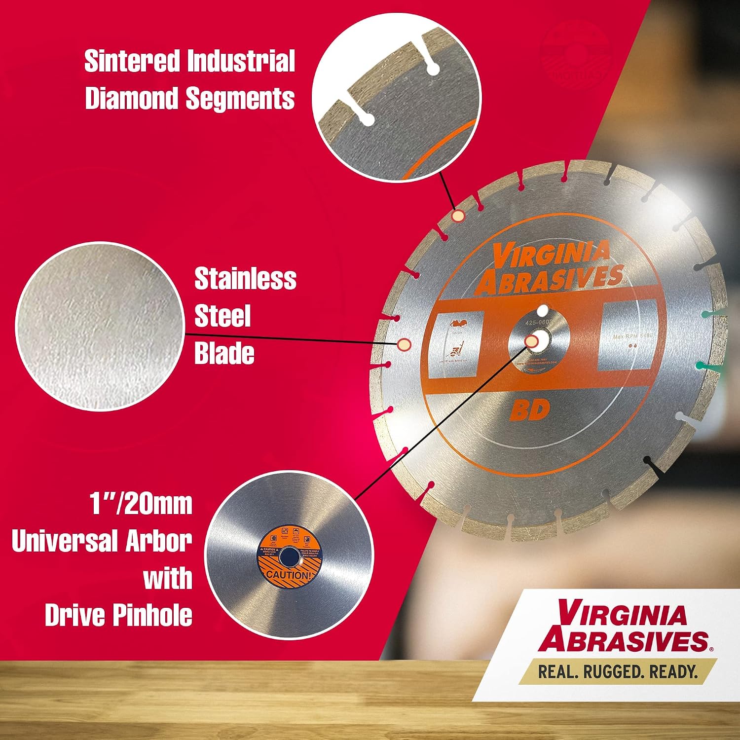 Virginia Abrasives Diamond Blade 425-06026-10pc 14' General Purpose Blade for Wet/Dry Concrete, Partner Saws, Diamond Cutting Tools for Concrete, Metal - Wet Dry Blade, High-Speed Saw
