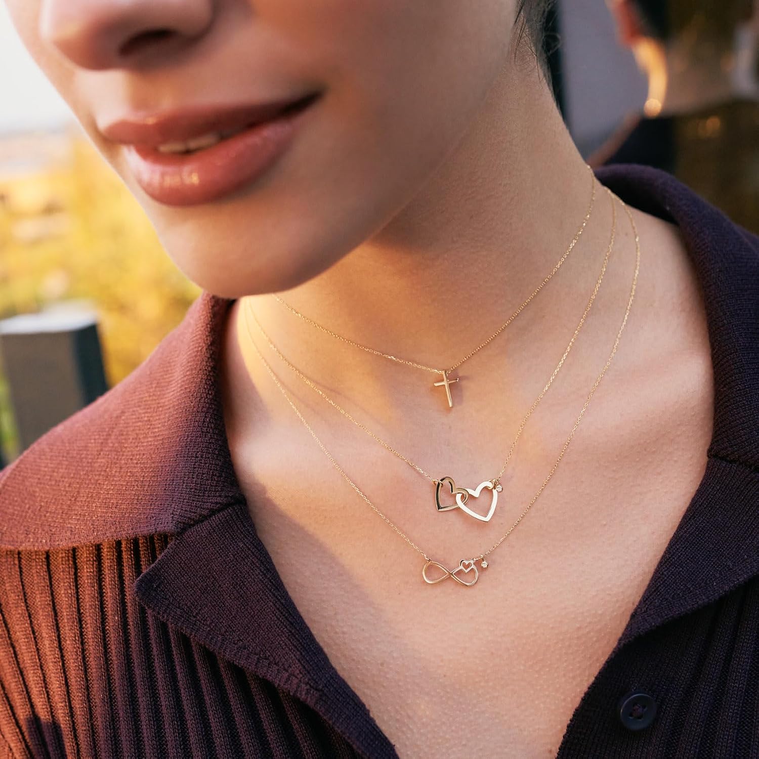 Gelin Dainty Cross Necklace for Women in 14K Solid Gold, 18 Inch Chain