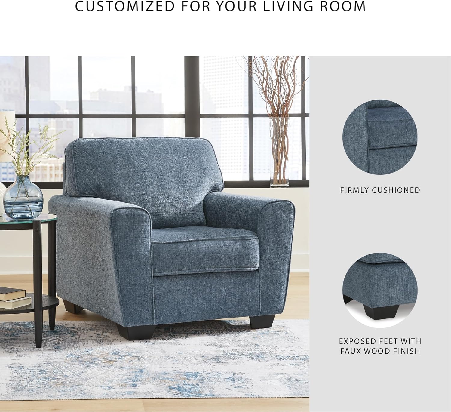 Signature Design by Ashley Cashton Modern Upholstered Chair, Blue