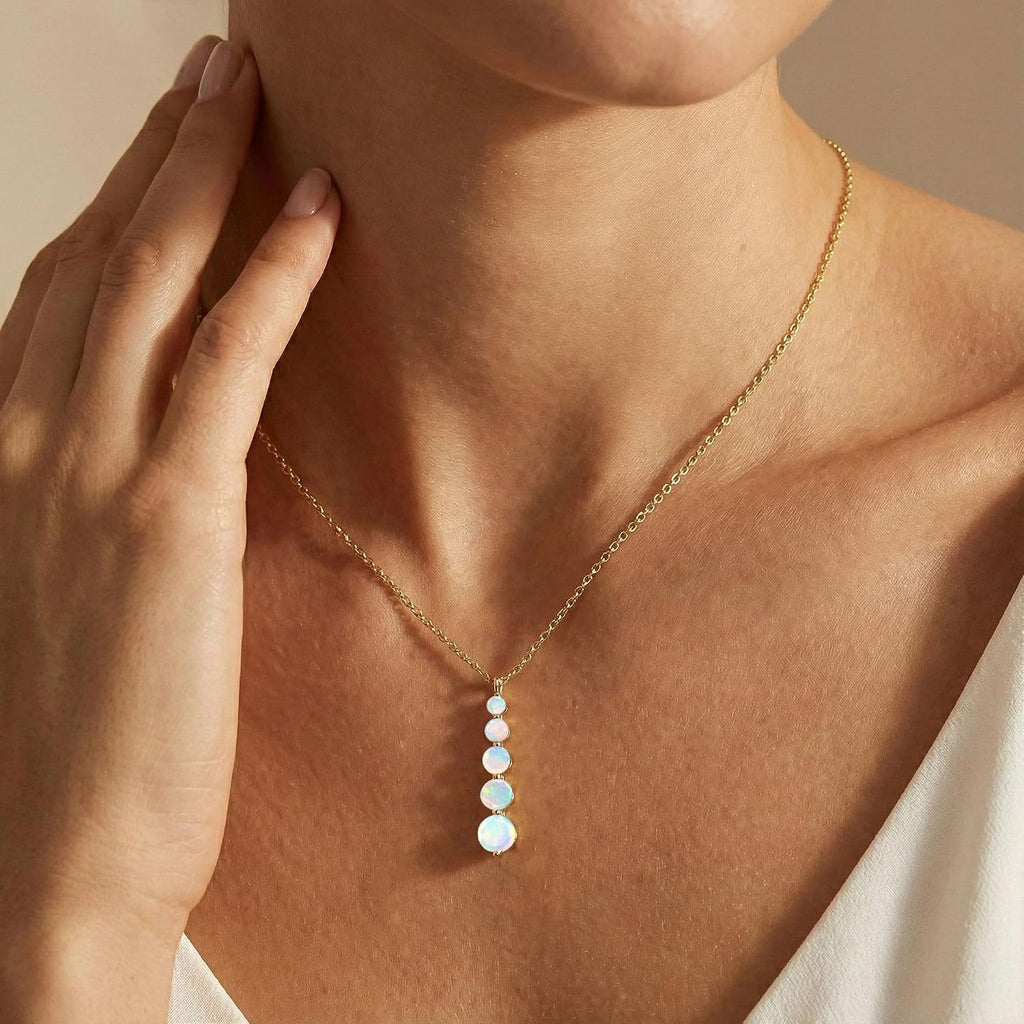 GOODSTONE JEWELS Linear Drop Pendant Necklace for Women in Yellow Gold Plated | Size 16+2 Inch Cable Chain with Lobster Clasp | Natural Birthstone Jewelry Gift for Her