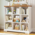 IRONCK Wooden 9 Cube Storage Organizer, Cube Shelf Organizer with Storage, Farmhouse Short Bookshelf for Bedroom, Living Room and Home Office, White