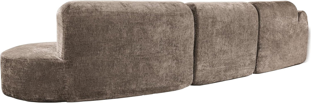 Christopher Knight Home Grelyn 140' Modular Sectional Sofa Couch, Wool Fabric Boneless Cloud Couch, Fully Compressed Home Sofa Living Room, 3-Piece Lounge Sofa with Chaise, Fully Assembled, Brown