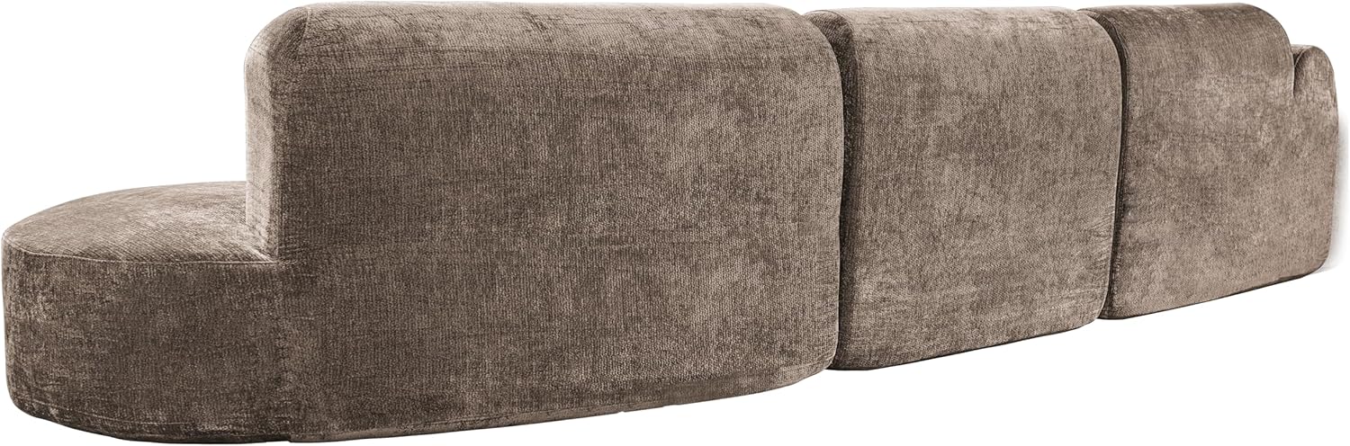 Christopher Knight Home Grelyn 140' Modular Sectional Sofa Couch, Wool Fabric Boneless Cloud Couch, Fully Compressed Home Sofa Living Room, 3-Piece Lounge Sofa with Chaise, Fully Assembled, Brown