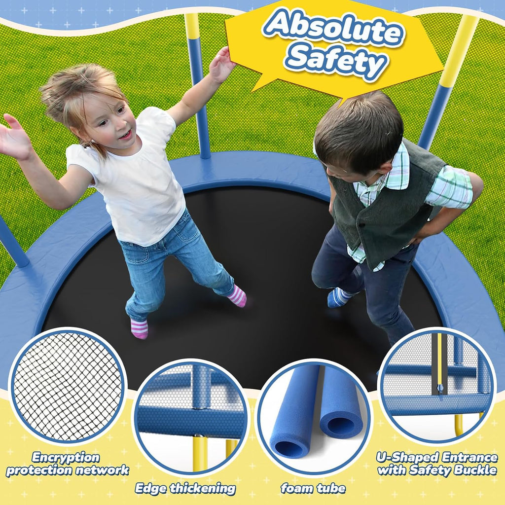6FT Indoor Trampoline for Kids Ages 1-8, 72' Mini Toddler Indoor & Outdoor Trampoline with Safety Enclosure Net, Basketball Hoop & Dart Board, Birthday Gifts for Boys & Girls, Baby Toddler
