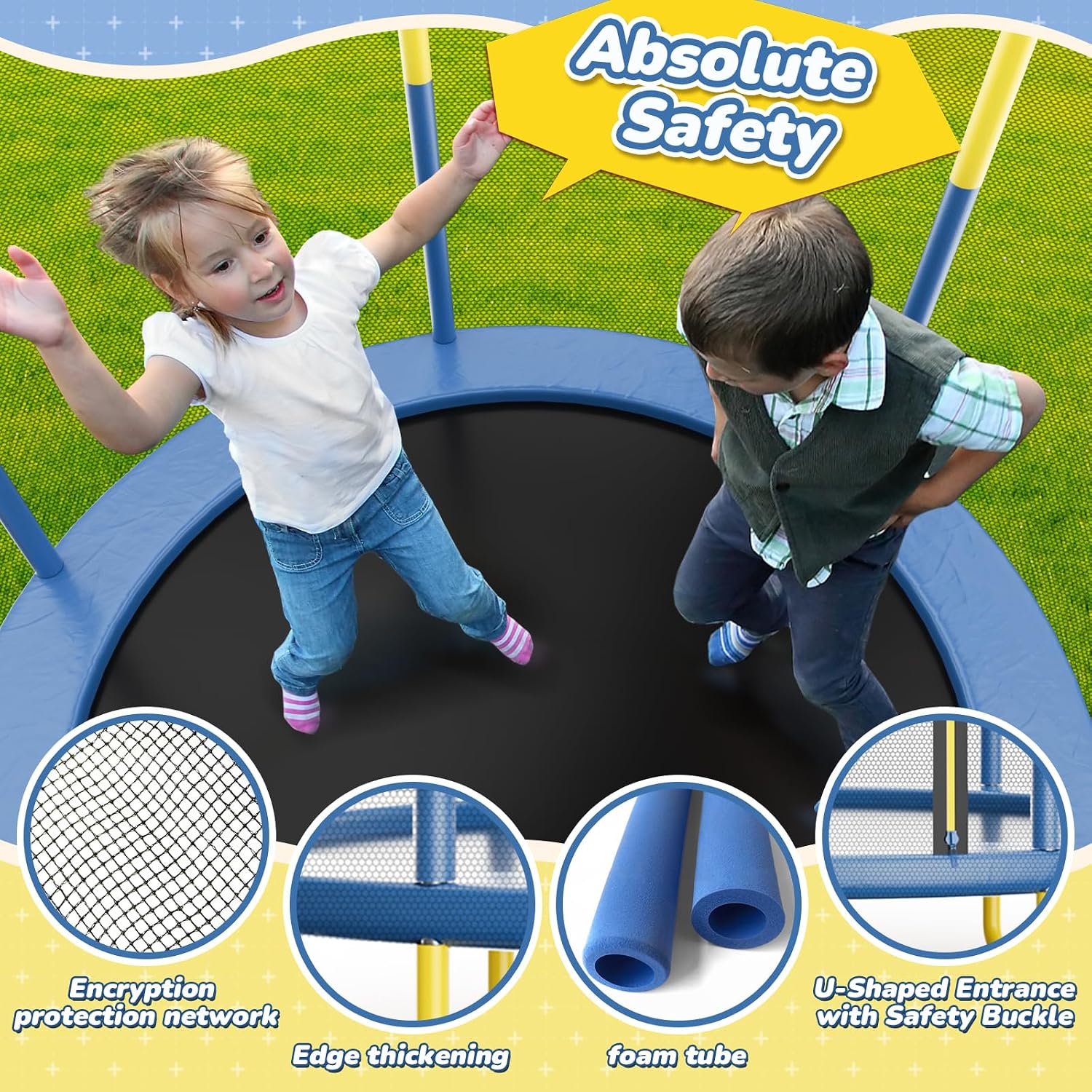 6FT Indoor Trampoline for Kids Ages 1-8, 72' Mini Toddler Indoor & Outdoor Trampoline with Safety Enclosure Net, Basketball Hoop & Dart Board, Birthday Gifts for Boys & Girls, Baby Toddler