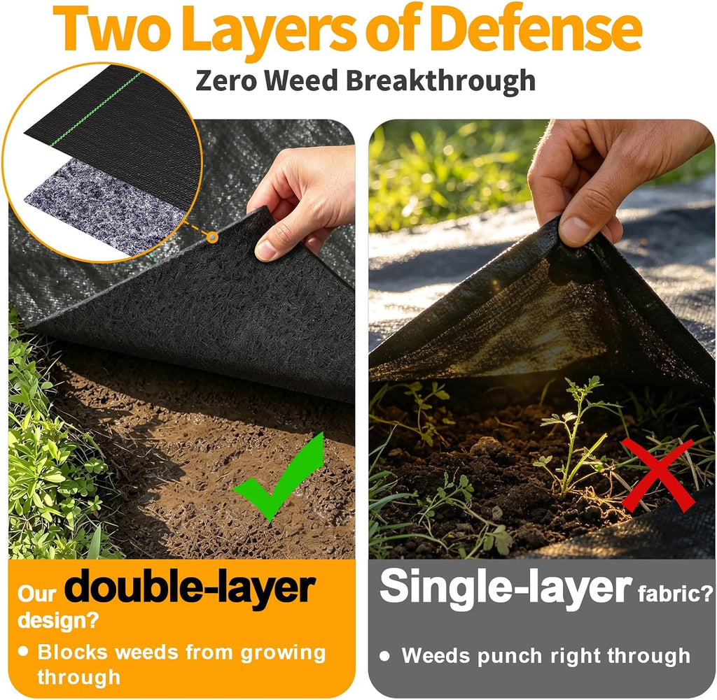 AMAGABELI 6.5oz 3ft x 300ft Weed Barrier Landscape Fabric Double Layer Garden Cloth Heavy Duty Weed Control Blocker Mat Gardening Ground Cover Durable Woven Geotextile Fabric Driveway Underlayment