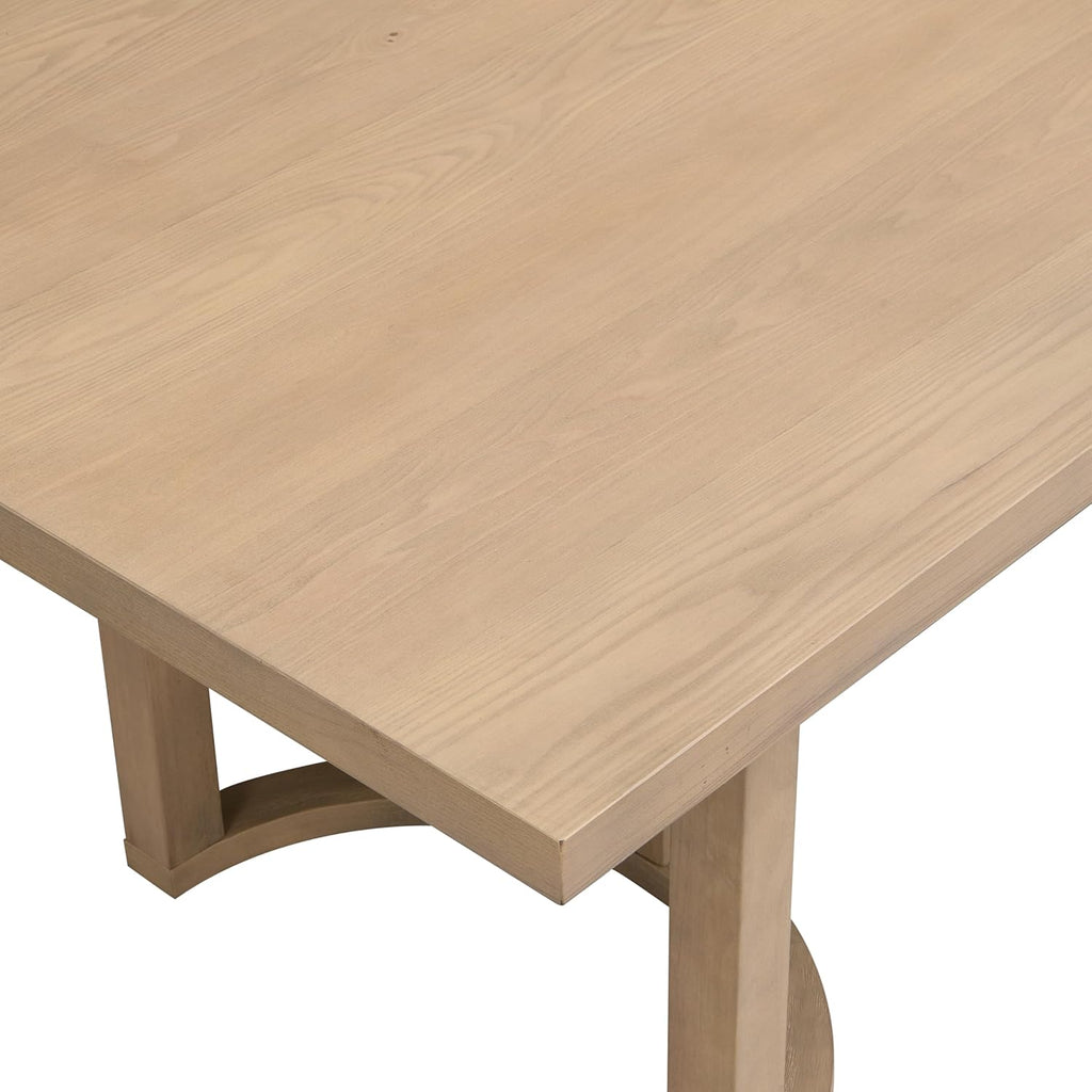 Christopher Knight Home Enat 7-Piece Wooden Dining Table Set for 6, Modern Kitchen Table and Chair Set for 6, Contemporary Dining Room Furniture Set with 6 Upholstered Armchairs, Natural Ash+Beige