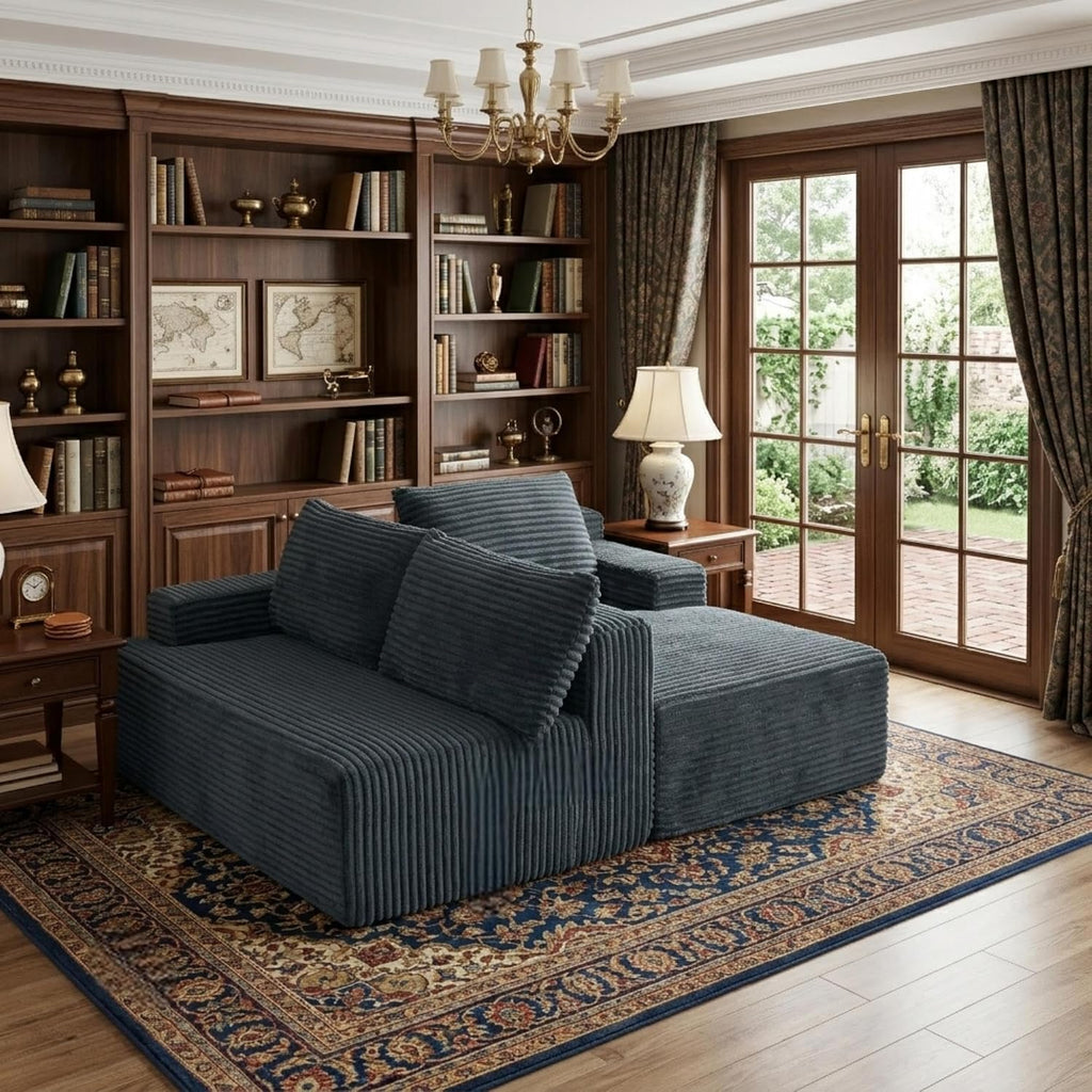 96' Right Facing Sectional Sofa Boneless Couches for Living Room - L Shaped Compressed Cloud Couch with Deep Seat in A Box