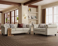 Morden Fort 2 Piece Classic Chesterfield 5-Seater Set, Tufted Loveseat & Sofa Furniture Solid Wood Legs Thick Cushion, Pet-Friendly Couch Set for Living Room Bedroom Apartment, Linen Beige