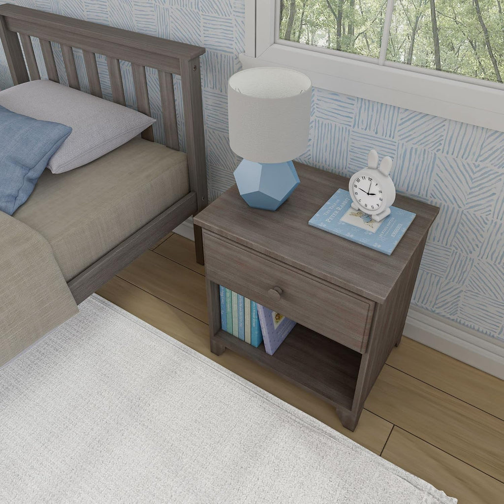 Max & Lily Classic Wood Nightstand with 1 Drawer, Kids Bedside Table/End Table, Small Nightstand for Bedroom, Clay
