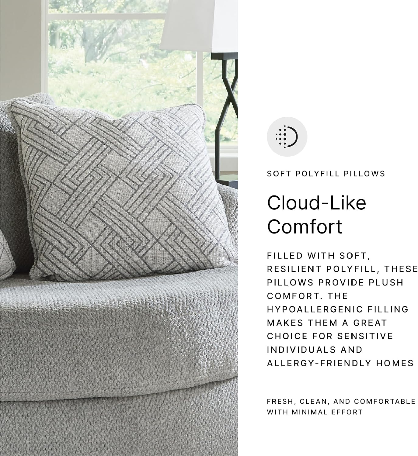 Signature Design by Ashley Casselbury Contemporary Upholstered Oversized Swivel Accent Chair with 3 Throw Pillows, Light Gray