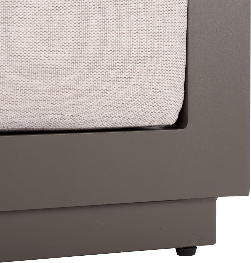 SAFAVIEH Couture Outdoor Patio Furniture Collection - Donaldo Accent Chair, Dark Grey Aluminum Frame with Beige Cushions, Fully Assembled (CPT4010A)