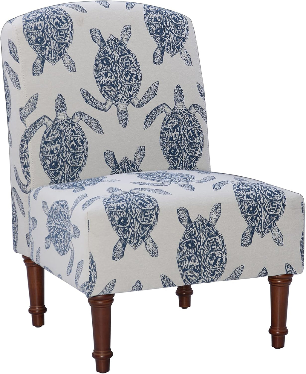 Powell Company Powell Markay Accent Chair, 25'W x 18.75'D x 35H, Ivory with Blue Sea Turtle Pattern, Traditional, Coastal, Upholstered, Armless, 275 lbs Max Weight, Indoor Use