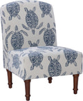 Powell Company Powell Markay Accent Chair, 25'W x 18.75'D x 35H, Ivory with Blue Sea Turtle Pattern, Traditional, Coastal, Upholstered, Armless, 275 lbs Max Weight, Indoor Use