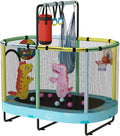 Lamerge Kids Trampoline, Toddler Bouncing Trampoline with Safety Enclosure Net, ASTM-Approved, 500lbs Capacity, Ages 1-8, Adjustable Handrail, 7-in-1, 60'