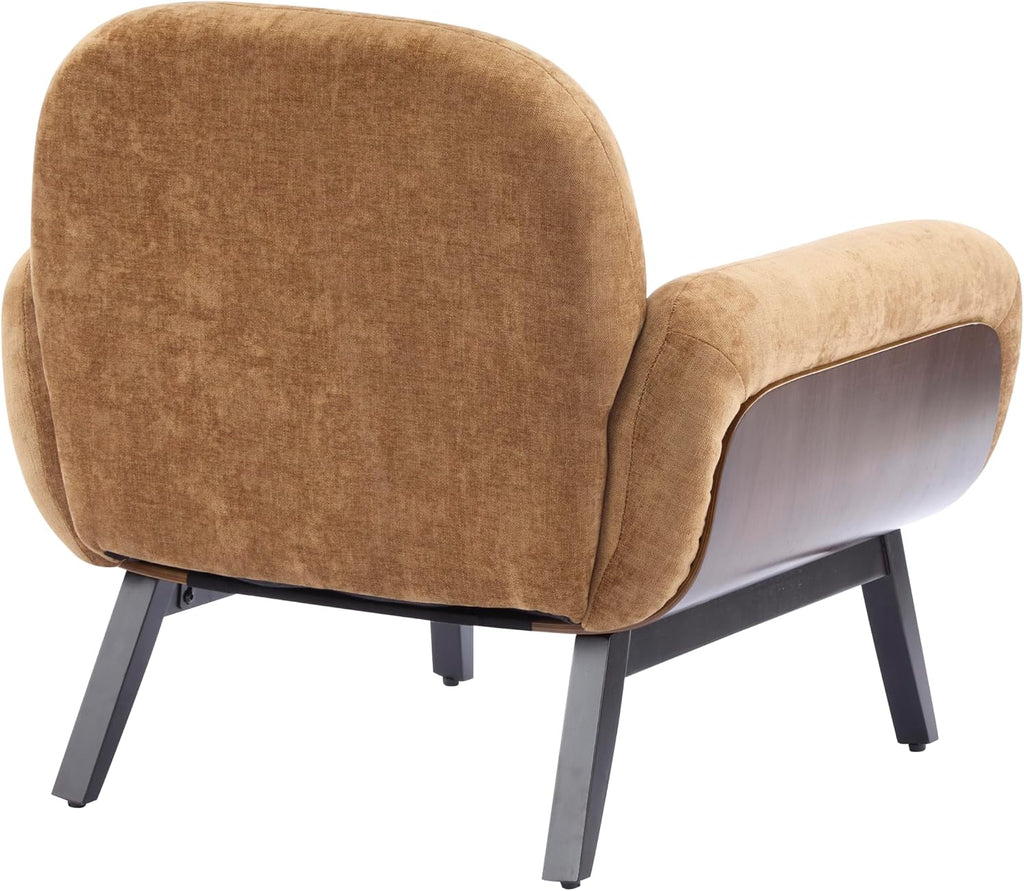 Christopher Knight Home Audrey Modern Upholstered Accent Chair, Low Profile Lounge Chair Inddor, Wooden Comfy Reading Chair, Soft Seating Single Lounge Sofa, Tan Brown