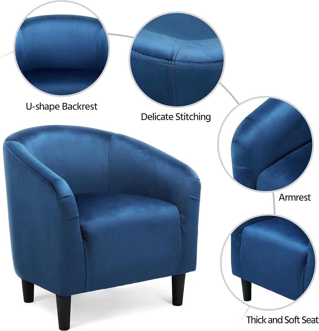 Yaheetech Accent Barrel Chair, Velvet Club Chair, Furry Sherpa Elegant Armchair with Cozy Soft Padded, Suitable for Living Room Bedroom Reception Room Office, Pagoda Blue