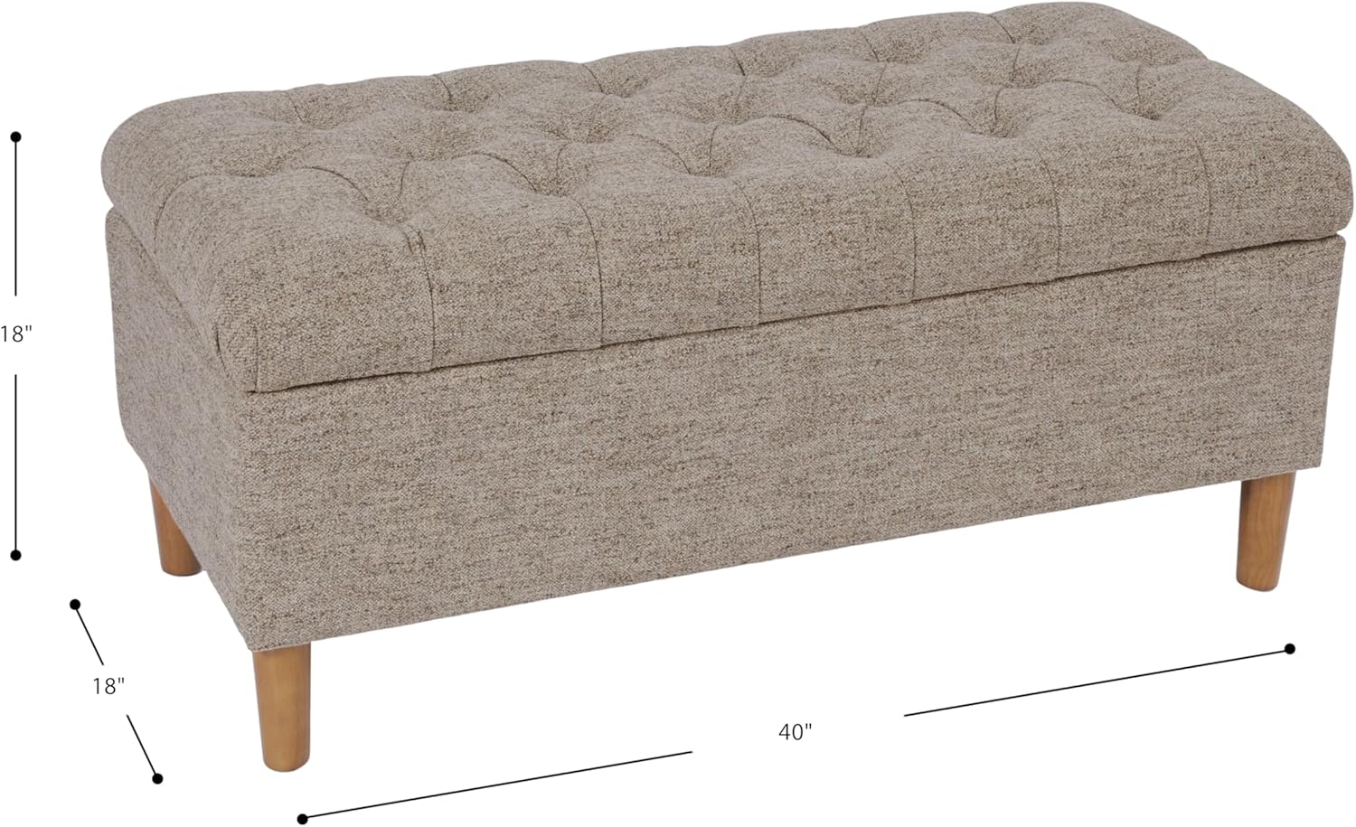 HomePop 40' Ainsley Button Tufted Storage Bench - Midtone Gray