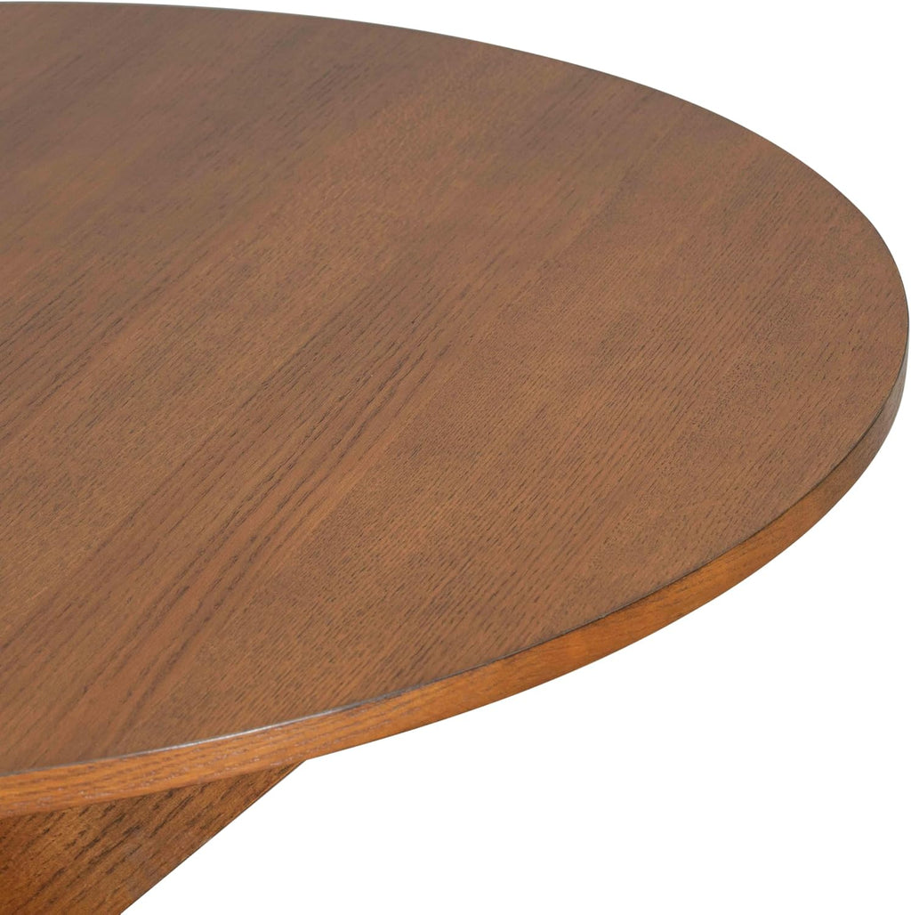 Christopher Knight Home Taliyah Round Dining Table for 5, MDF Round Top Modern Kitchen Table, Premium Quality Farmhouse Dining Room Table, Wooden Accent Table, Brown