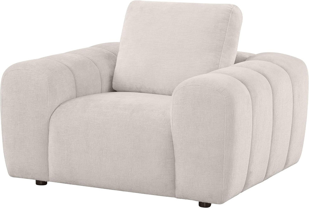 Coaster Home Furnishings - Burnett - Chenille Upholstered Accent Chair with Rounded Arms, Curved Shape, Attached Seat and Reversible Back Cushion - Living Room - Ivory - 504957