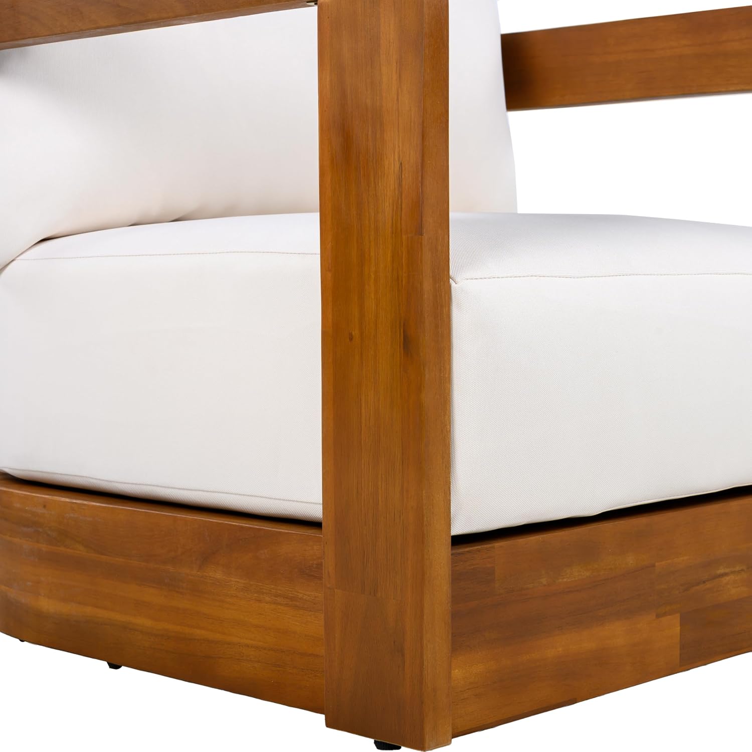 Christopher Knight Home Chloe Acacia Wood Lounge Chair Outdoor Set of 2, Curved Tub Design Accent Chairs with Weather Resistant Cushion, Comfy Low Profile Reading Seating for Backyard, Teak+ Beige