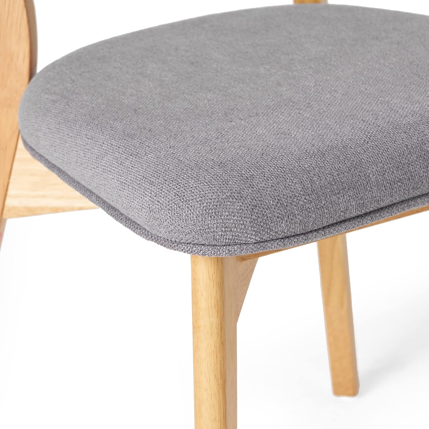 Christopher Knight Home Abrielle Mid-Century Modern Fabric Dining Chairs with Natural Oak Finished Rubberwood Frame, 2-Pcs Set, Dark Grey / Natural Oak
