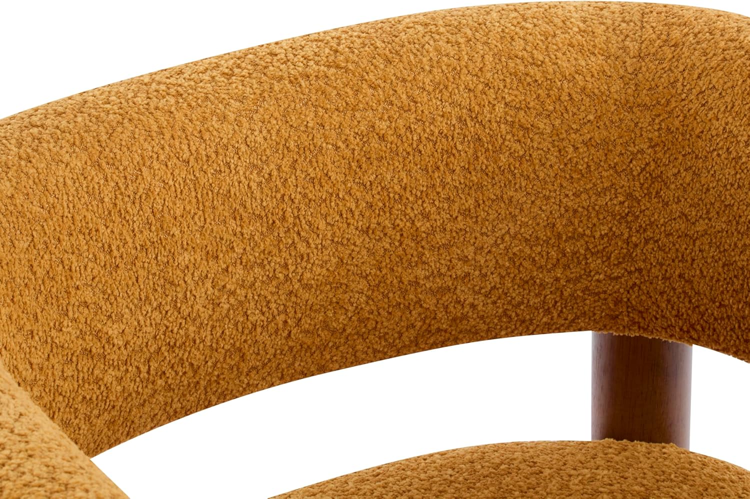 Christopher Knight Home Carly Low Profile Accent Chair, Round Backrest Side Chair, Living Room Armchair with Boucle Fabric Cushion, Comfy Reading Chair for Bedroom, Wooden Single Lounge Sofa, Yellow