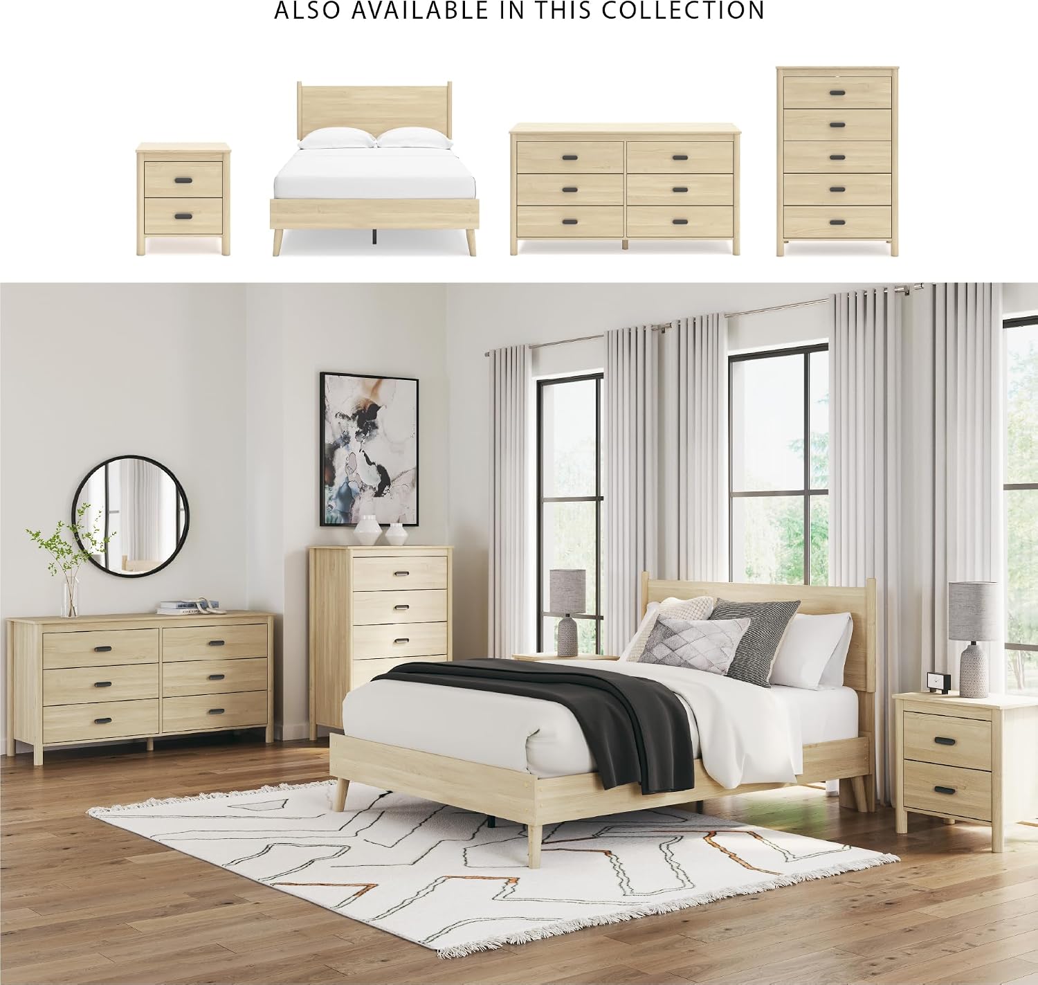 Signature Design by Ashley Cabinella Casual Dresser with 6 Smooth-Gliding Drawers, Meets ASTM International Safety Standards, Light Brown Finish, 61.57' W