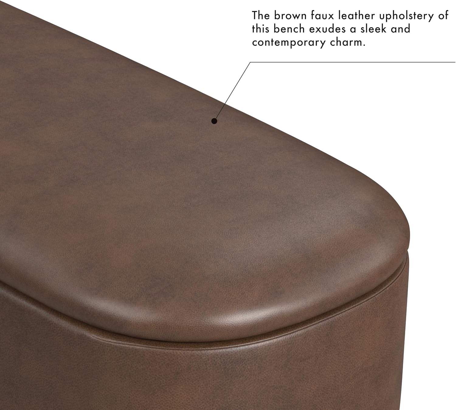 HomePop 46' Ellipse Storage Bench with Metal Legs - Brown Faux Leather