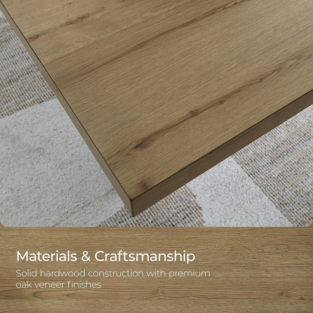 Signature Design by Ashley Galliden Farmhouse Dining Table with Extra-Thick Tabletop and Trestle Base, Light Brown