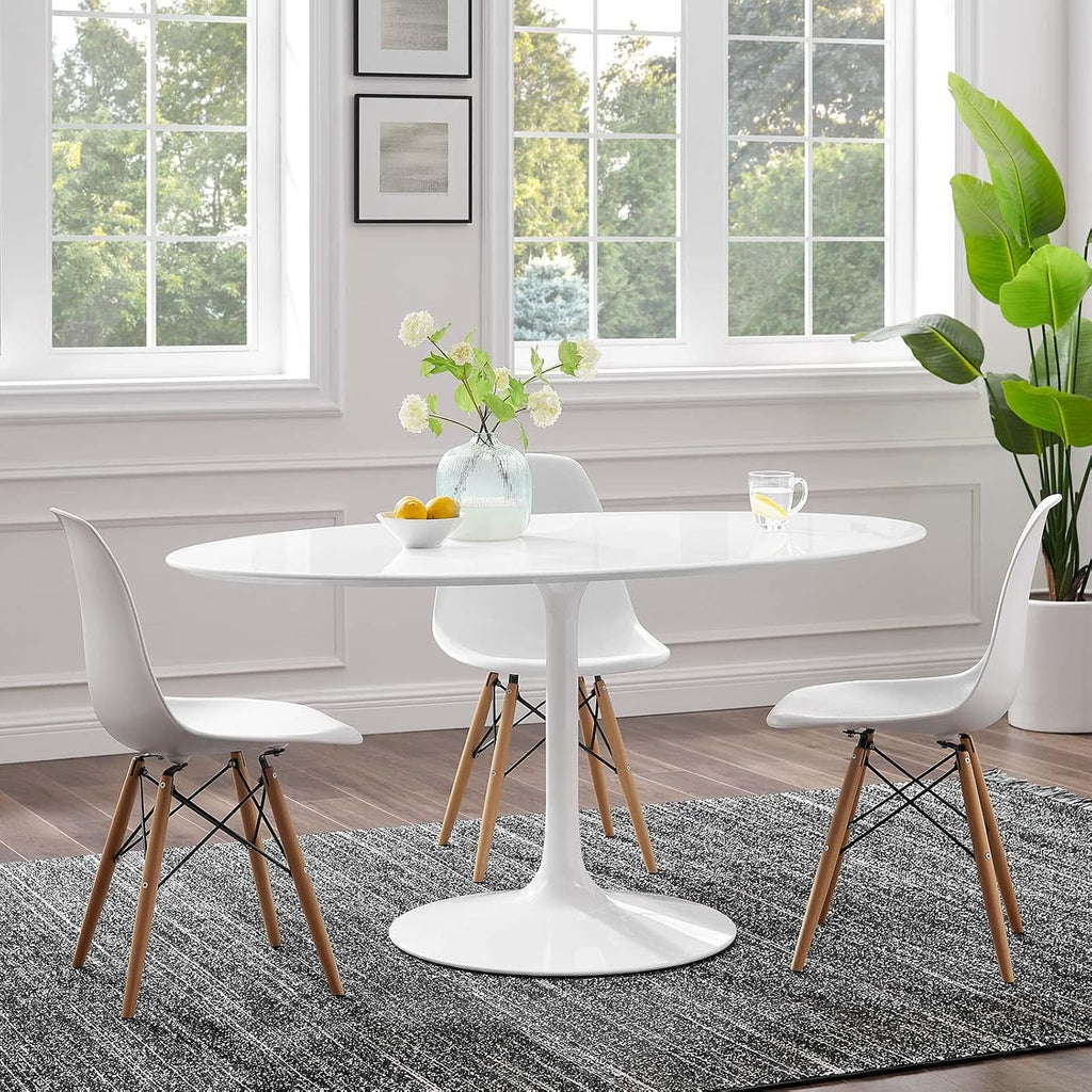 Lippa 60' Oval Wood Top Dining Table - White
