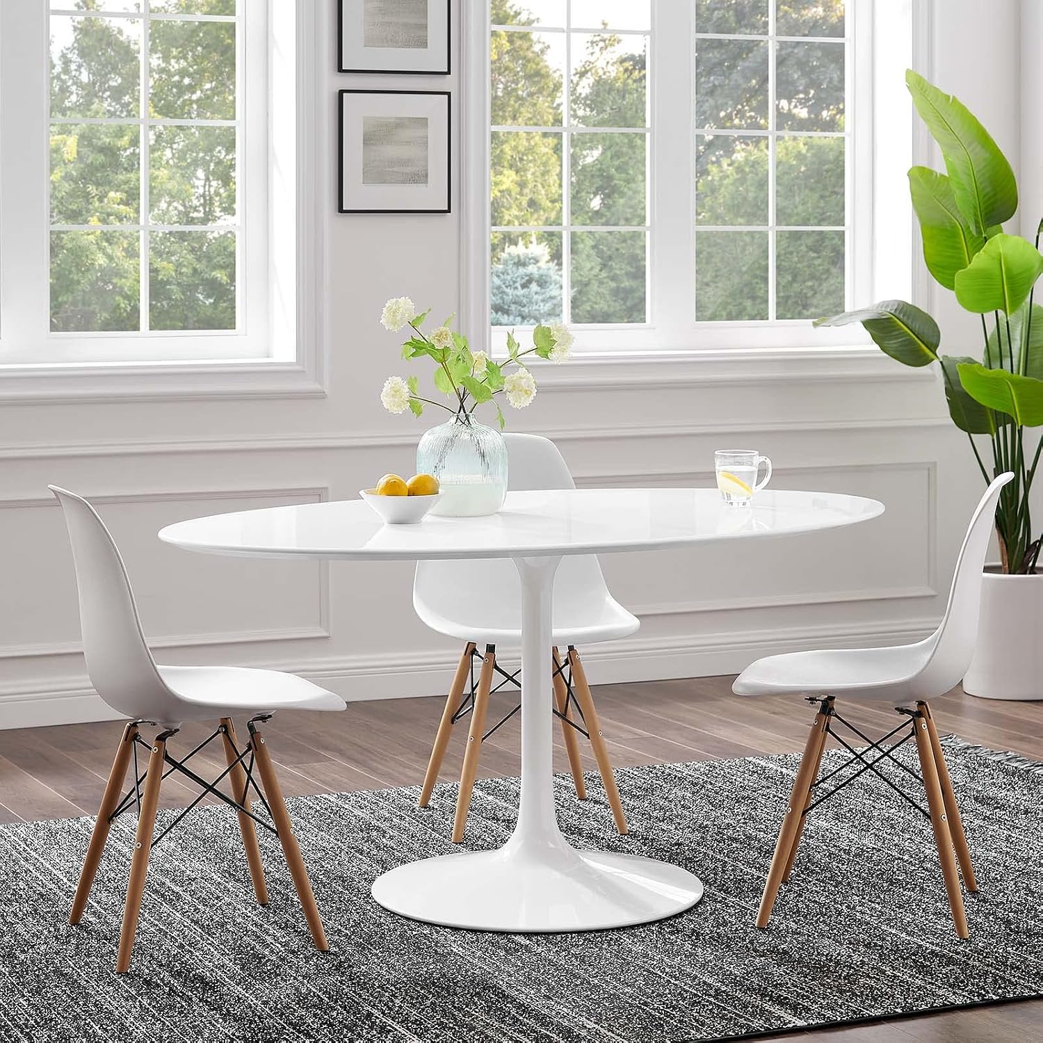 Lippa 60' Oval Wood Top Dining Table - White