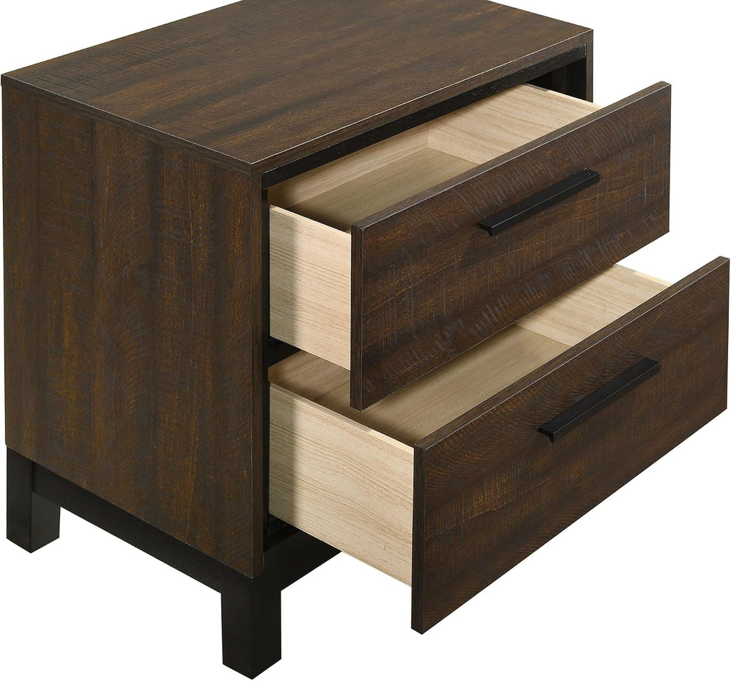 Coaster Home Furnishings Edmonton Farmhouse Engineered Wood 2-Drawer Bedroom Nightstand Bedside Table Organizer Unit Rustic Tobacco 204352