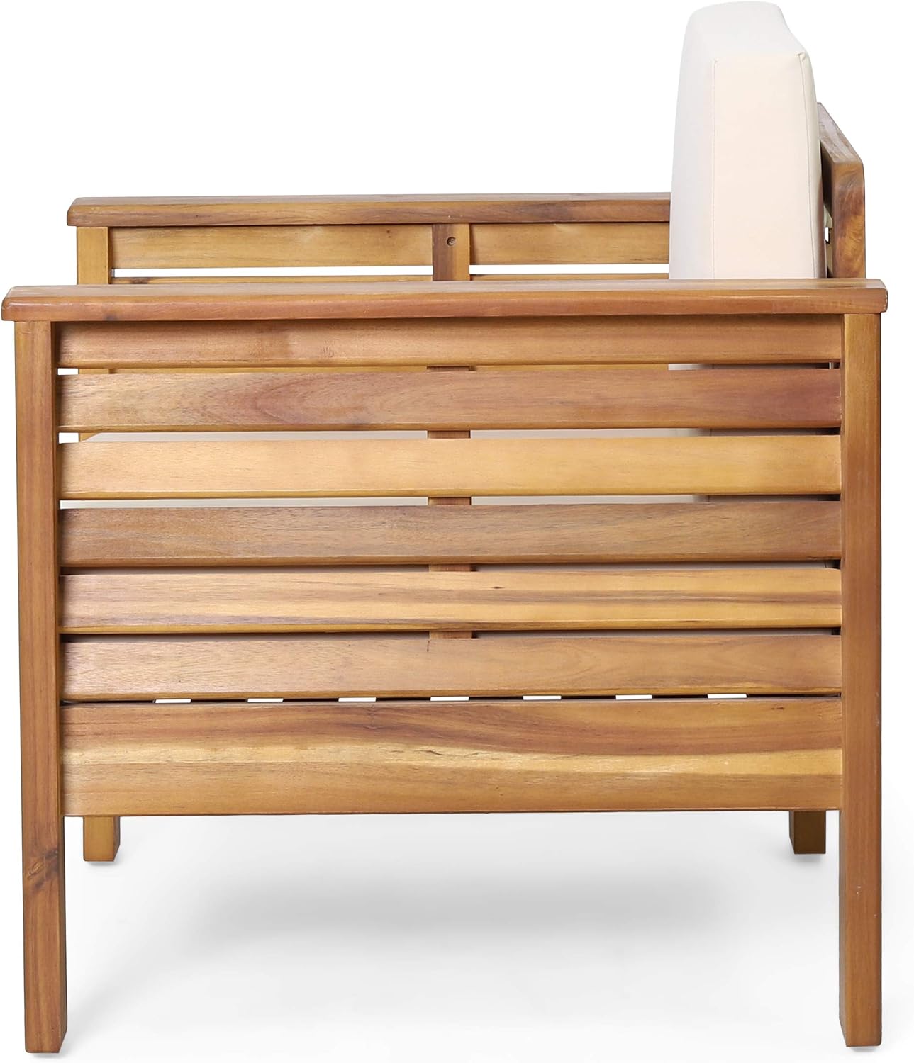 Christopher Knight Home Louver Club Chairs, Teak + Cream