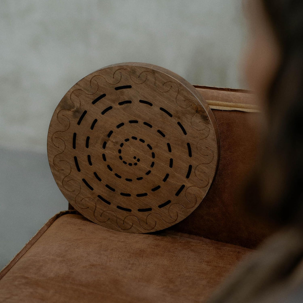 Water-Fall Disc — Wooden Ocean Drum, Swirl, 12' (30 cm) | Realistic Ocean Waves & Waterfall Sound for Meditation & Yoga | No Bag