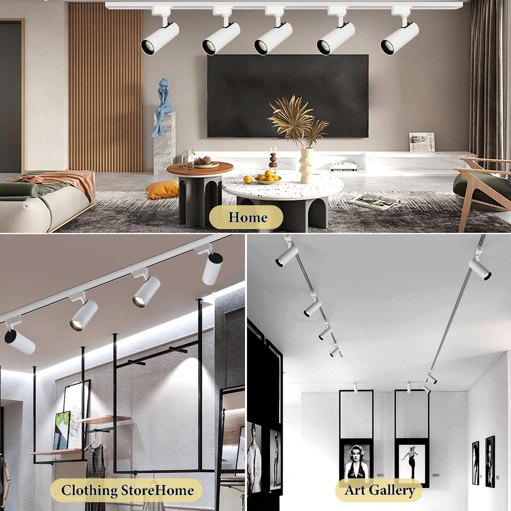 Ultra-Bright H Type White Track Lighting Kit with 13.1 FT Track Rails, 12 Heads 3000K Warm White 20W 2400lm, Dimmable Plug in LED Track Lights Modern Indoor Spotlight Fixture