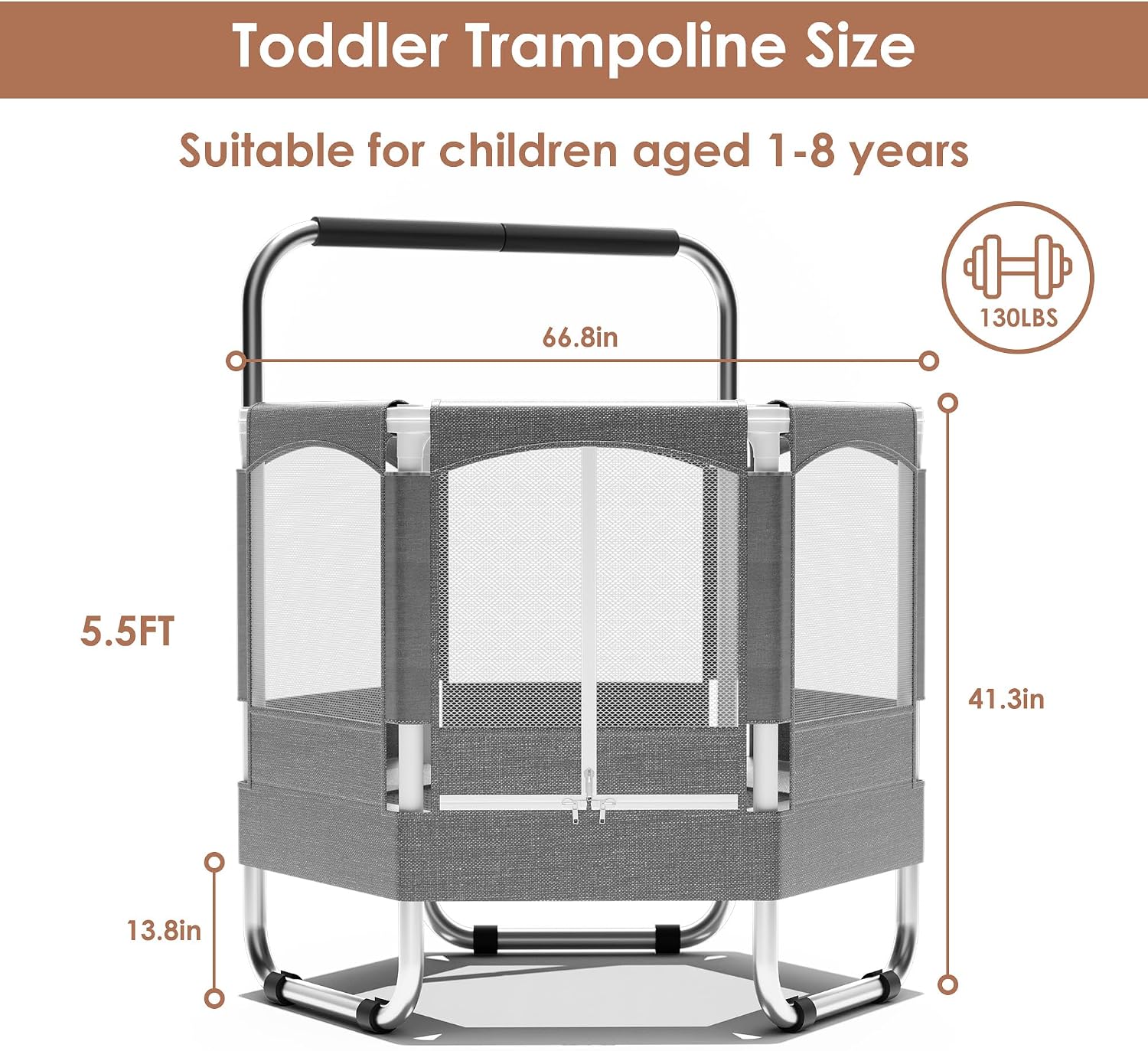 EL&IT·Wings 4.7FT/5.5FT Trampoline for Kids with Net, Indoor Outdoor Toddler Trampoline with Safety Enclosure, Safe Hexagon No-Gap Design, Birthday Gifts for Kids, Age 1-8