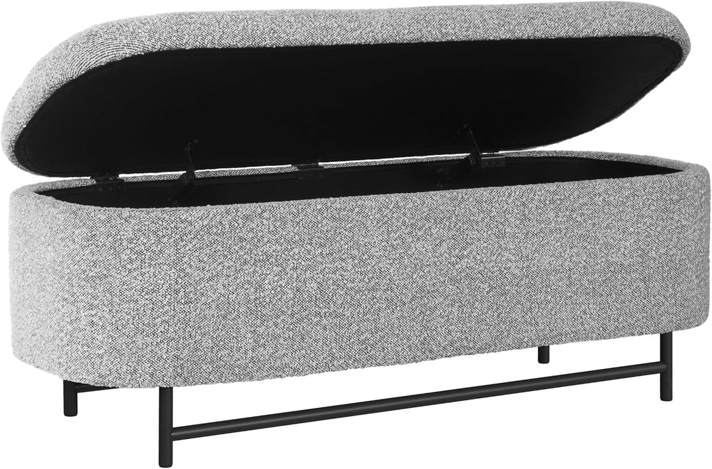 HomePop 46' Ellipse Storage Bench with Metal Legs - Cream Boucle with Gray Yarns