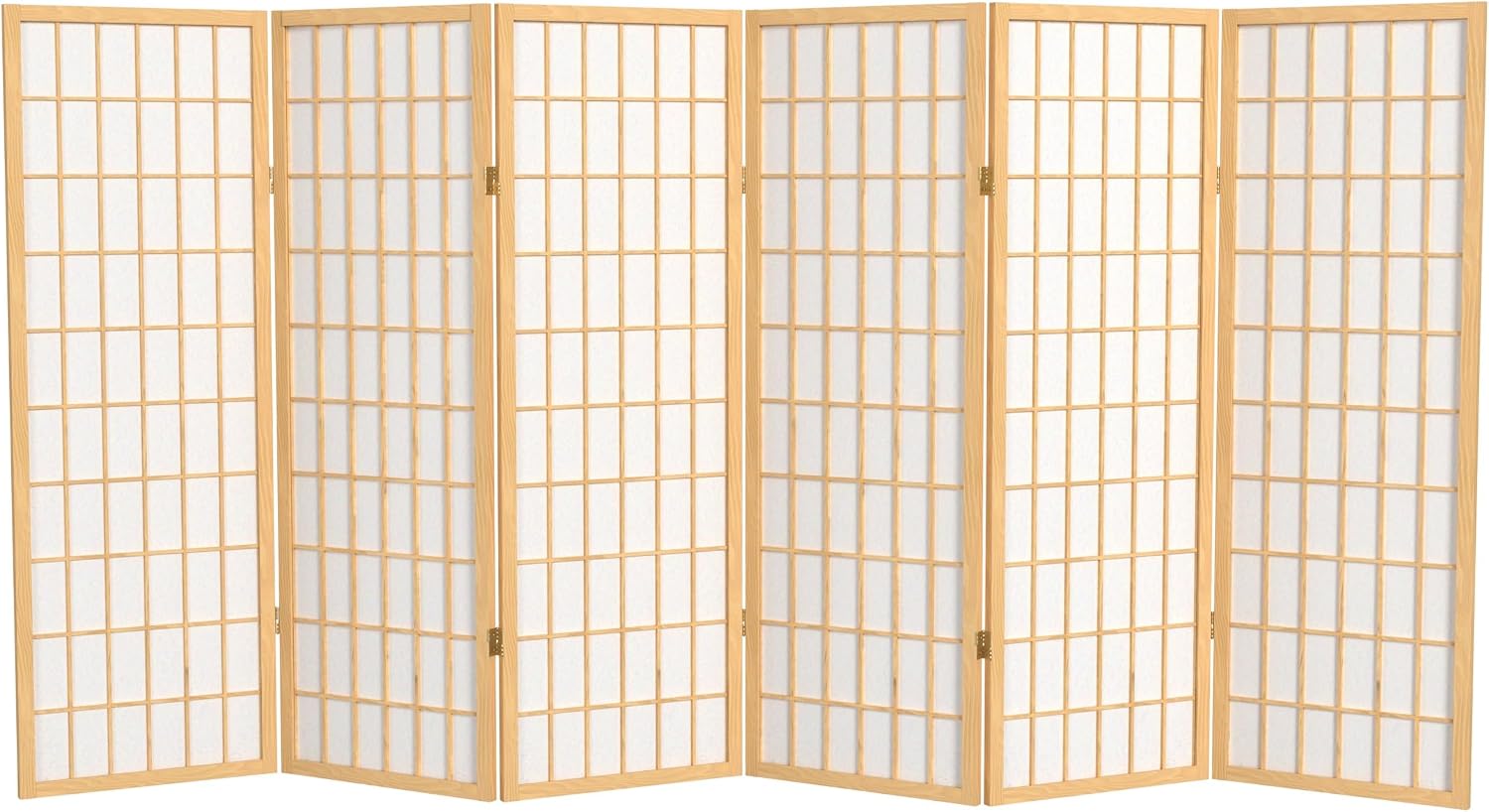 4 ft. Short Window Pane Shoji Screen - Natural - 6 Panels