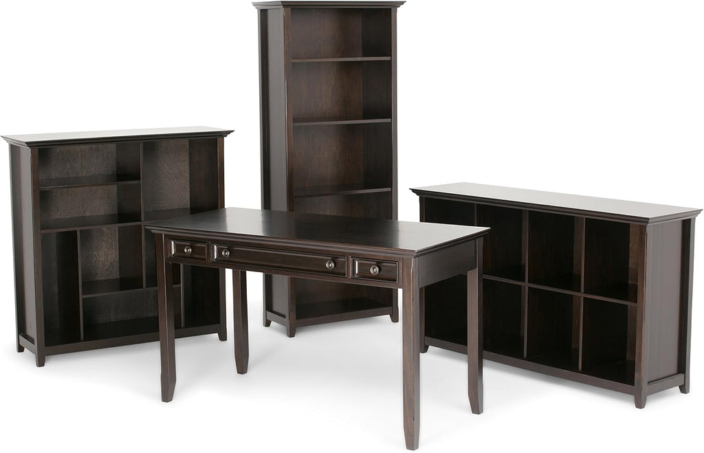 SIMPLIHOME Amherst Bookcase - 44 inch Tall Multi-Cube Solid Wood Cube Organizer in Hickory Brown, Transitional Bookcase Storage for Living Room, Study or Office with Fixed Shelves and Tapered Legs