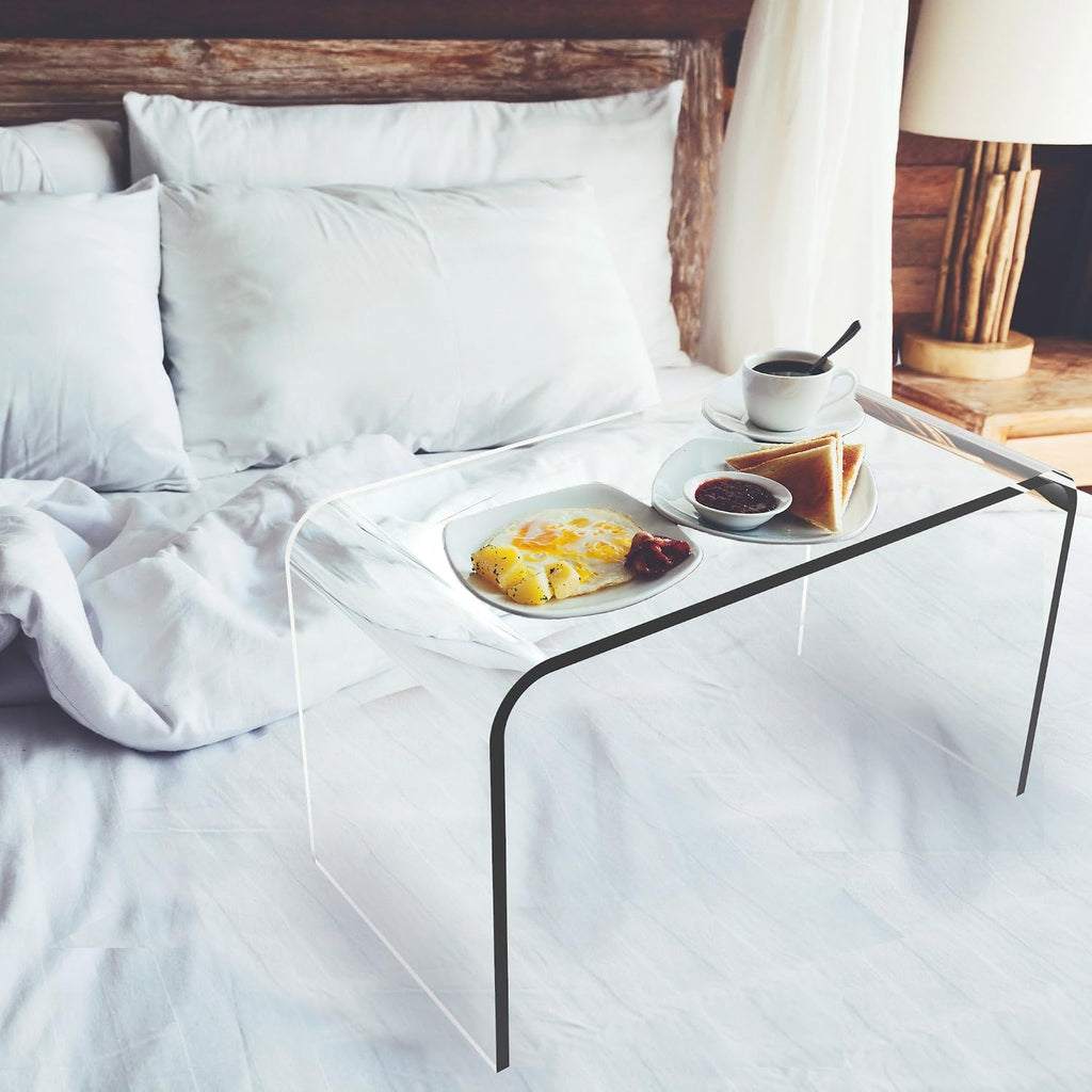 Acrylic Side Table - C Shaped End Table - Multipurpose Modern Furniture for Living Rooms and Offices by Lavish Home (Clear)