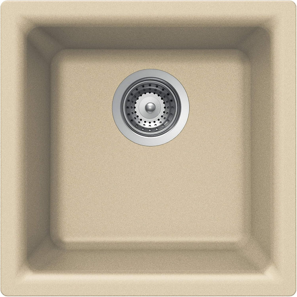 Houzer Quartztone Sand Granite Composite Kitchen Bar Sink: 16 Inch Dual Mount Single Bowl Sink, Durable & Versatile, Essential for Home & Apartment: E-100 SAND