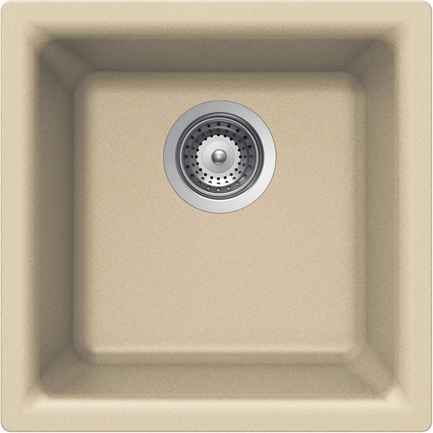 Houzer Quartztone Sand Granite Composite Kitchen Bar Sink: 16 Inch Dual Mount Single Bowl Sink, Durable & Versatile, Essential for Home & Apartment: E-100 SAND