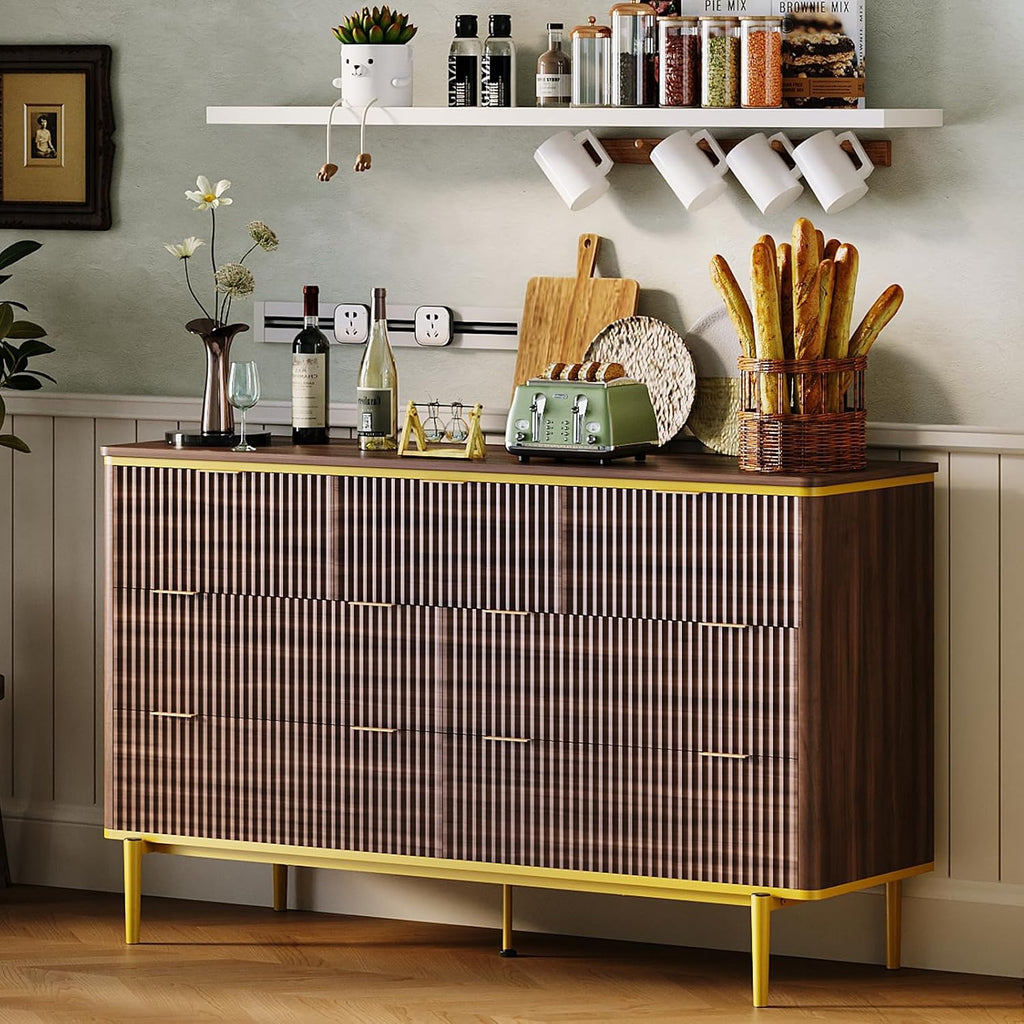 Garvee LED Dresser with Charging Station - Modern 5-Drawer 47' Wide Wooden Chest, Storage Organizer for Bedroom, Nursery, Hallway & Apartments