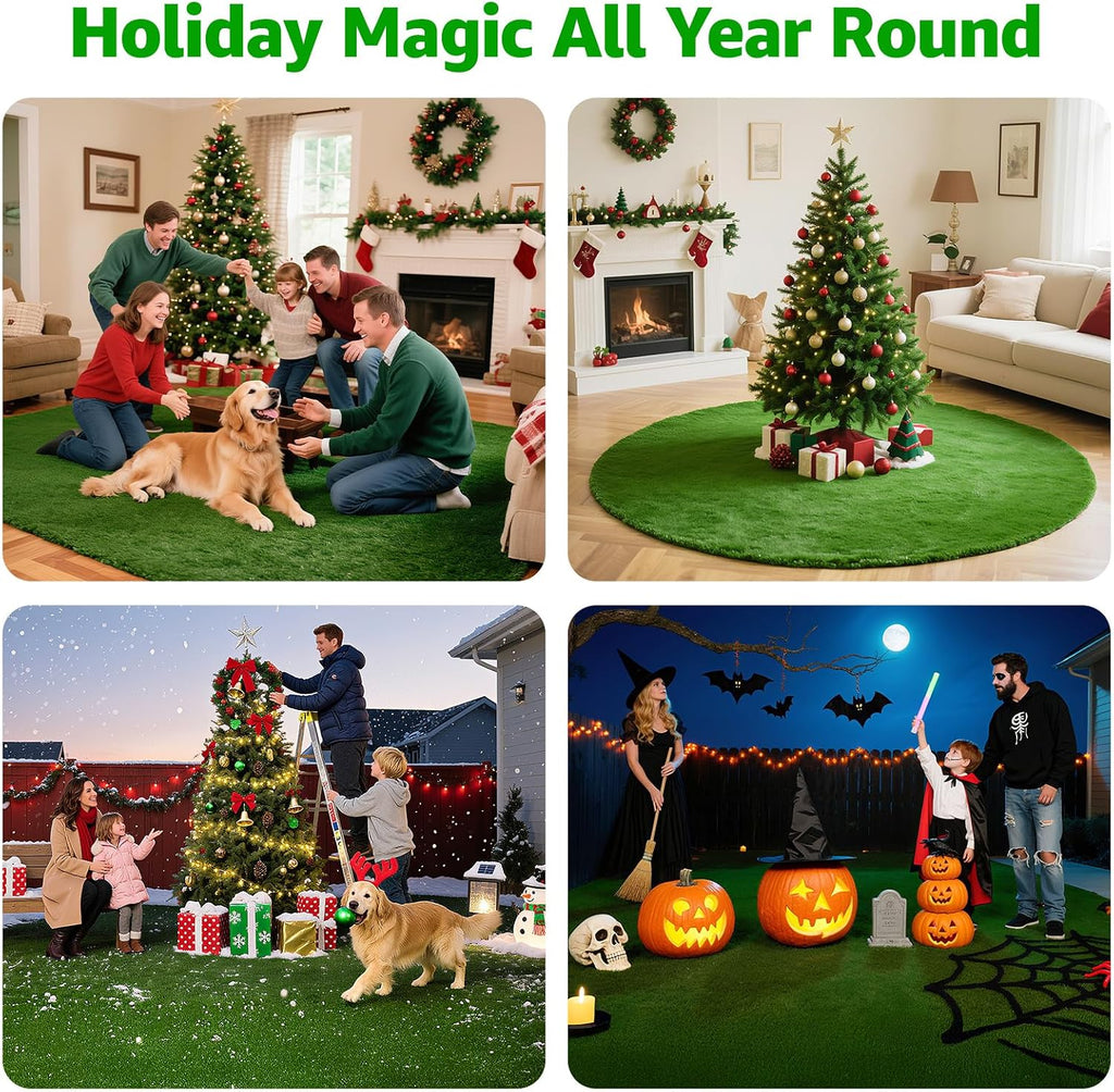 6x10FT Artificial Grass Pad Indoor Outdoor: Fake Grass Turf with Drainage Holes, Pet-Friendly Dog Grass Mat, Perfect for Garden Lawn Balcony Patio Backyard Wedding Christmas Decoration