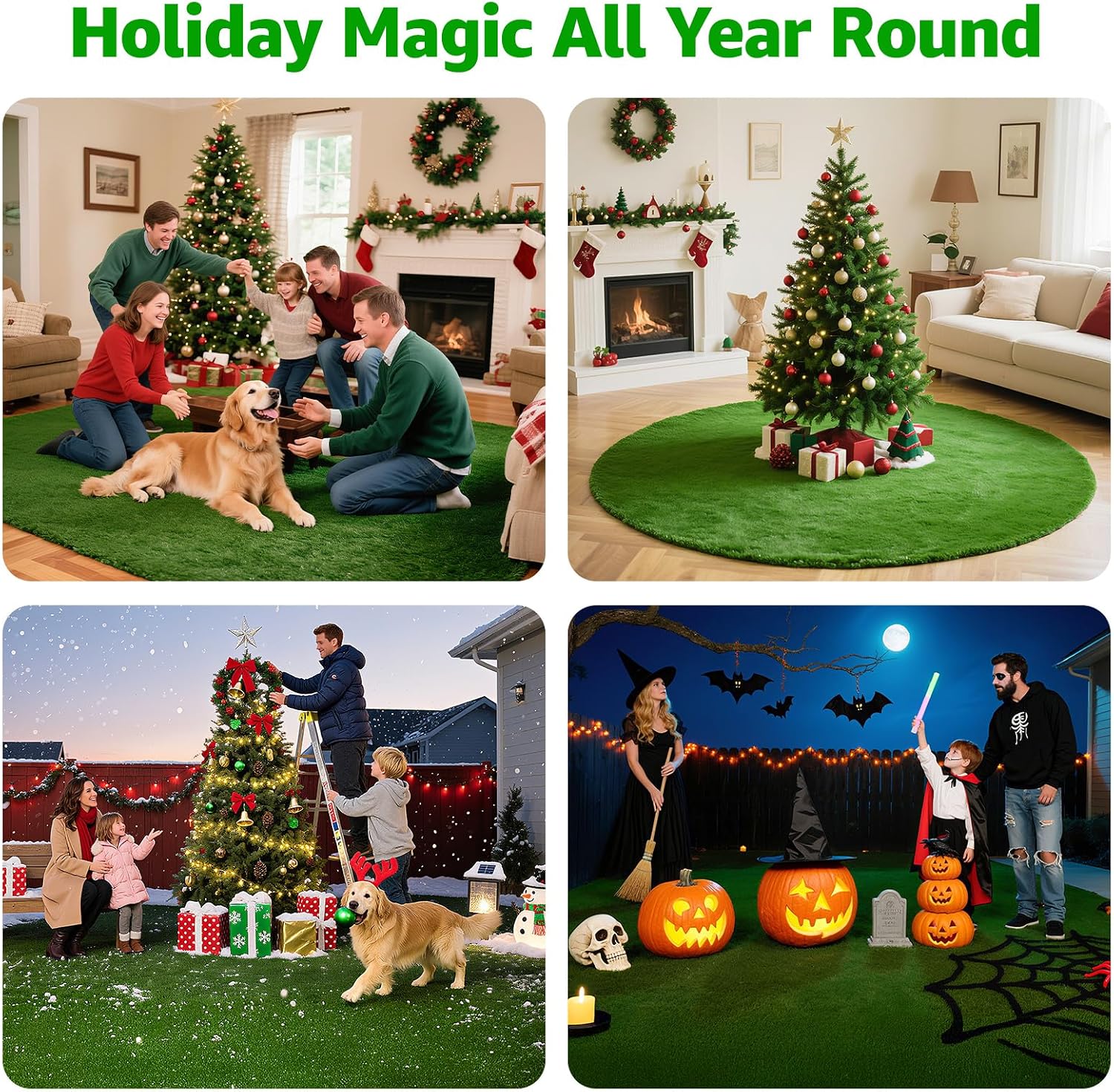 6x10FT Artificial Grass Pad Indoor Outdoor: Fake Grass Turf with Drainage Holes, Pet-Friendly Dog Grass Mat, Perfect for Garden Lawn Balcony Patio Backyard Wedding Christmas Decoration